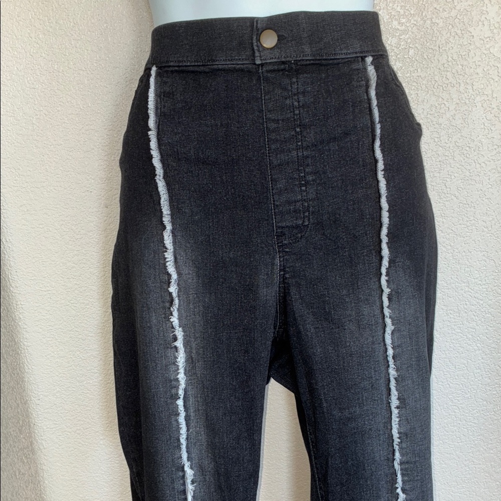 ZEZA B Jeans, Black, Fringe, Skinny, High-Waisted, Stretchy, Pull-on. XL - Picture 7 of 17